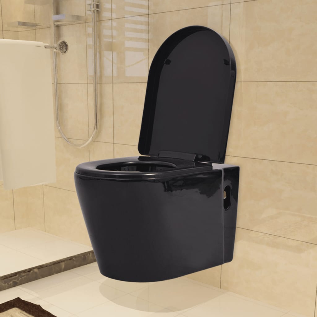 Wall Hung Toilet Ceramic Black