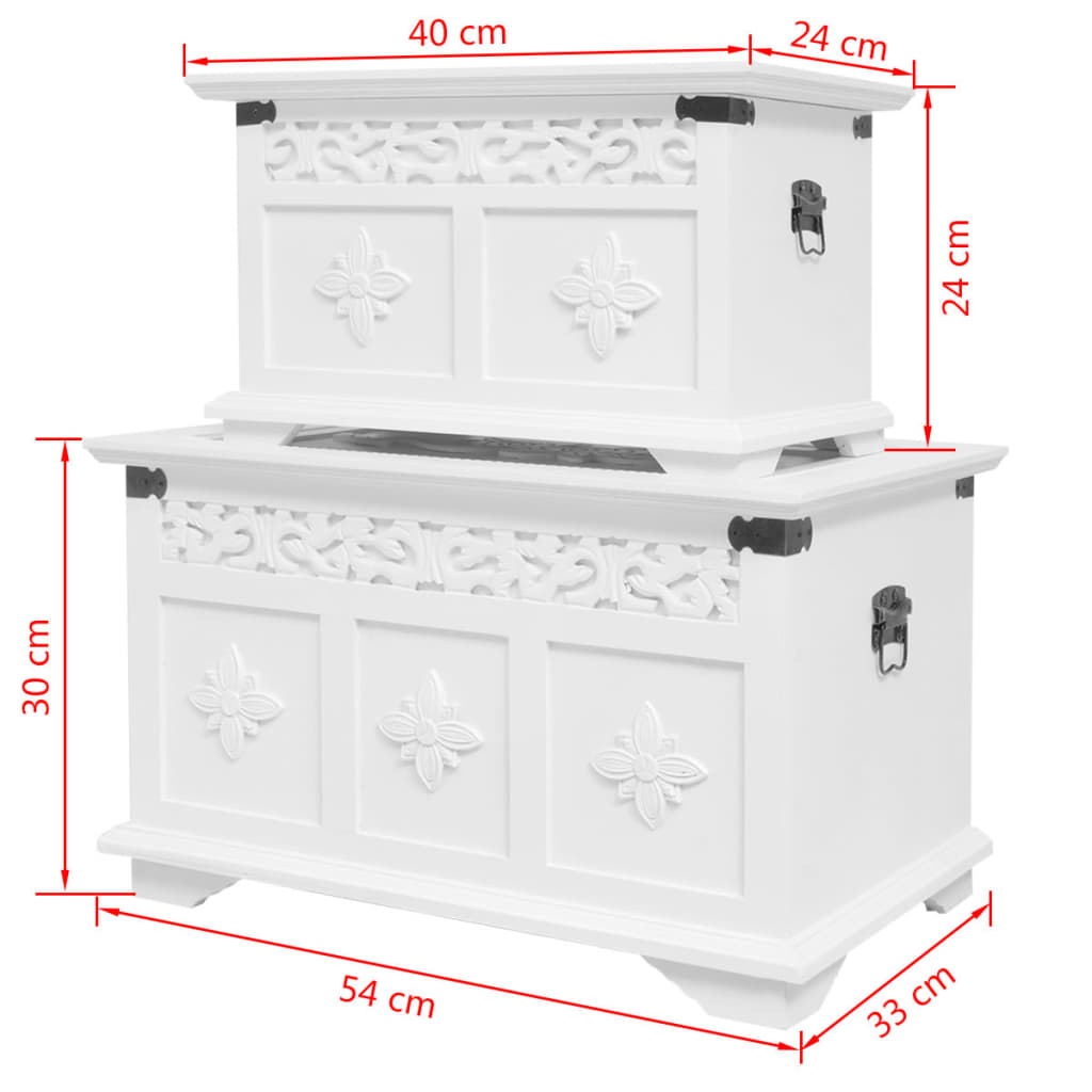 Two Piece Storage Chest Set White