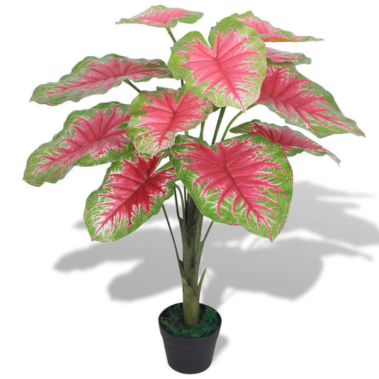 Artificial Caladium Plant with Pot 85 cm Green and Red