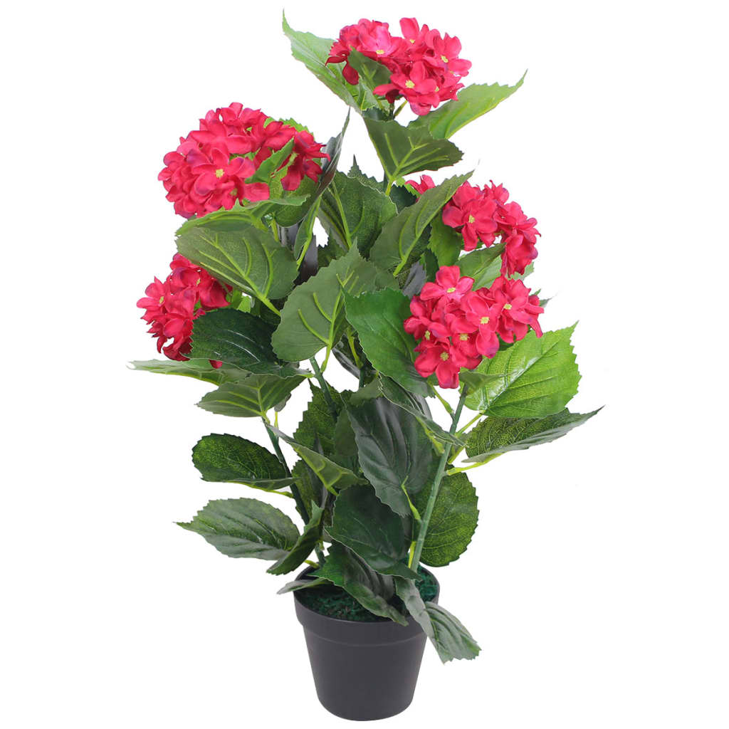 Artificial Hydrangea Plant with Pot 60 cm Red