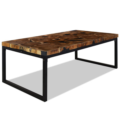 Coffee Table Teak Resin 110x60x40 cm Black and Brown