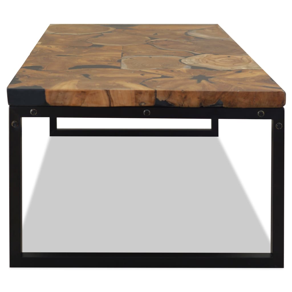 Coffee Table Teak Resin 110x60x40 cm Black and Brown