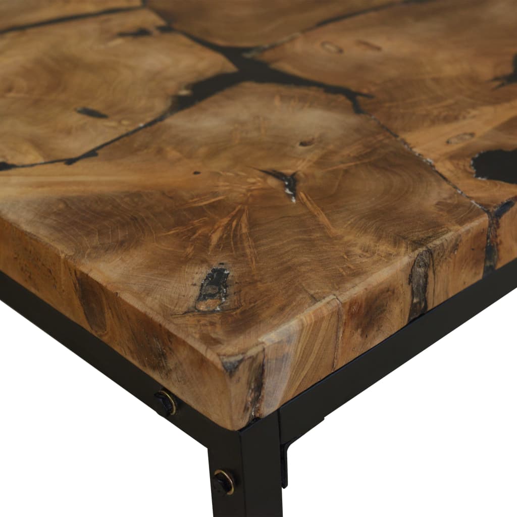 Coffee Table Teak Resin 110x60x40 cm Black and Brown