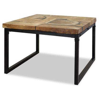 Coffee Table Teak Resin 60x60x40 cm Black and Brown