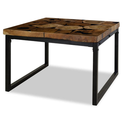 Coffee Table Teak Resin 60x60x40 cm Black and Brown