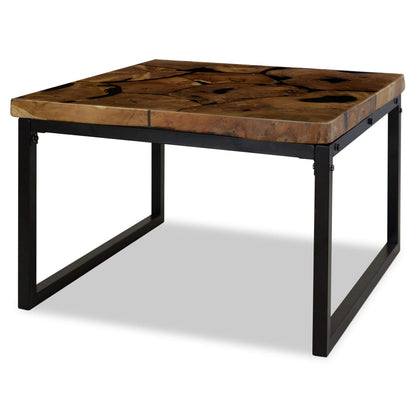 Coffee Table Teak Resin 60x60x40 cm Black and Brown