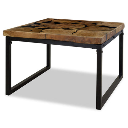 Coffee Table Teak Resin 60x60x40 cm Black and Brown