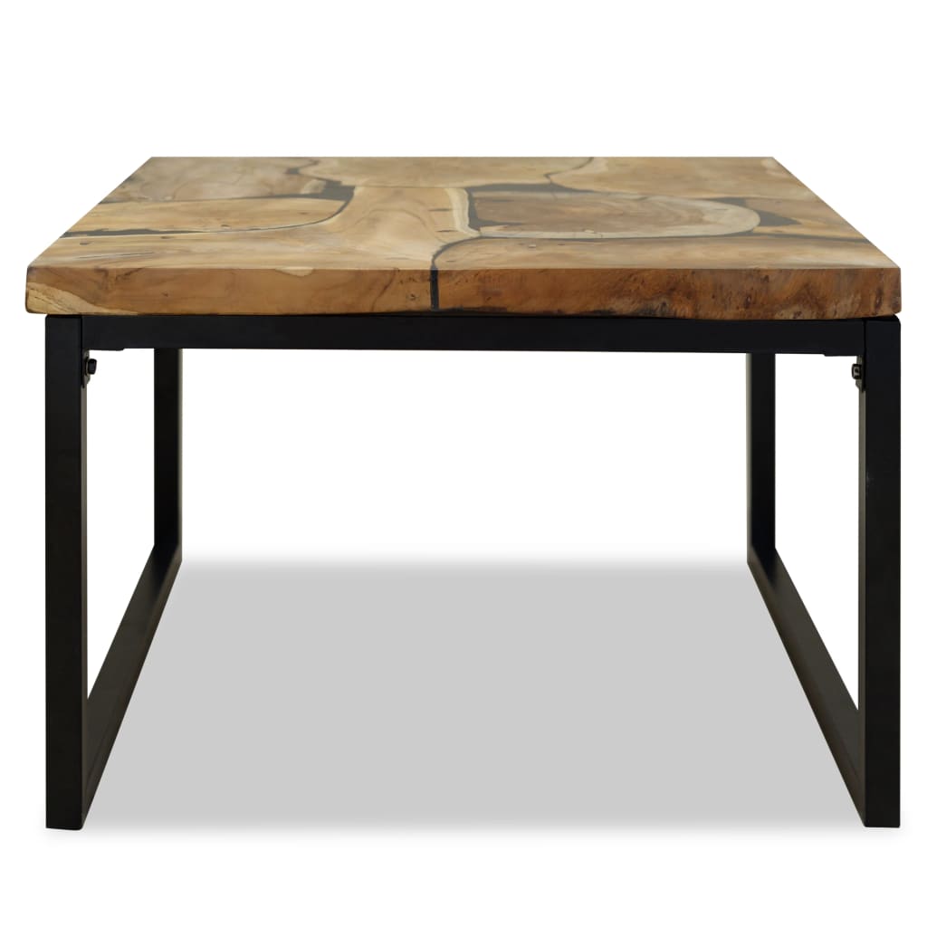 Coffee Table Teak Resin 60x60x40 cm Black and Brown