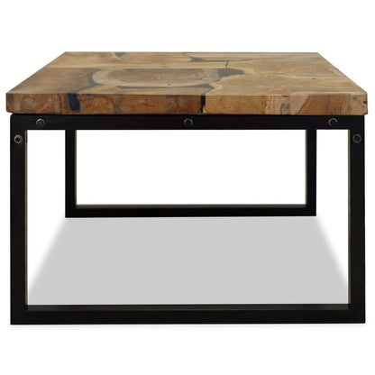 Coffee Table Teak Resin 60x60x40 cm Black and Brown