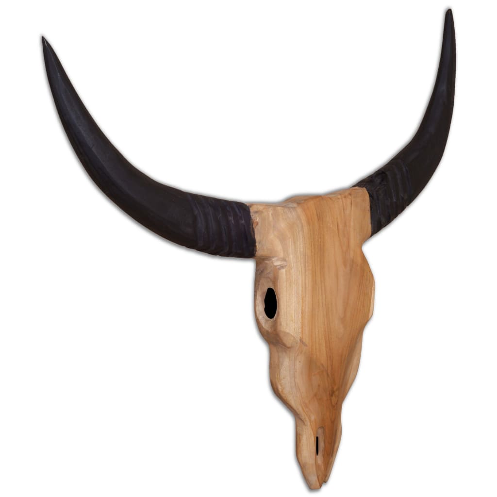 Wall-Mounted Bull Skull Sculpture Teak 69x6x60 cm