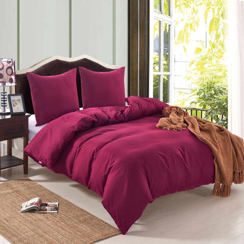 Duvet Cover Set Burgundy 155x220/80x80 cm