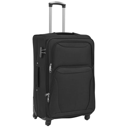 3 Piece Soft Case Trolley Set Black