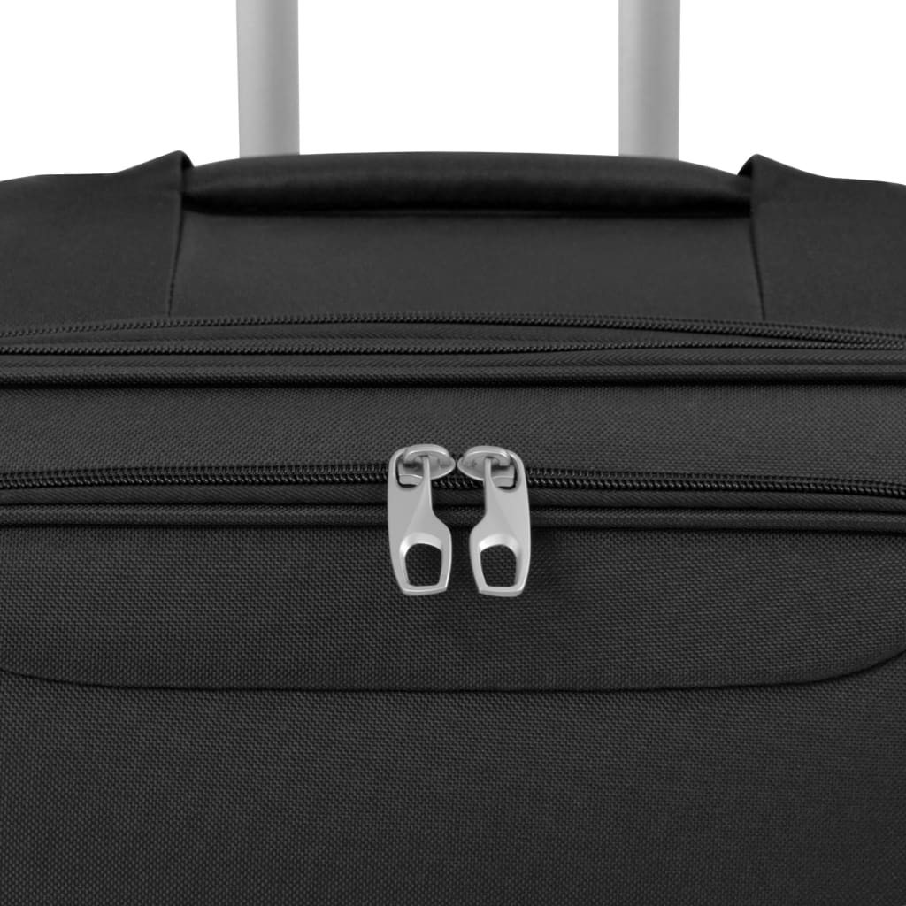 3 Piece Soft Case Trolley Set Black