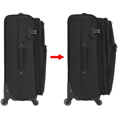 3 Piece Soft Case Trolley Set Black