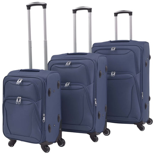 3 Piece Soft Case Trolley Set Navy Blue