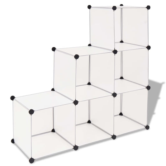 Storage Cube Organiser with 6 Compartments White