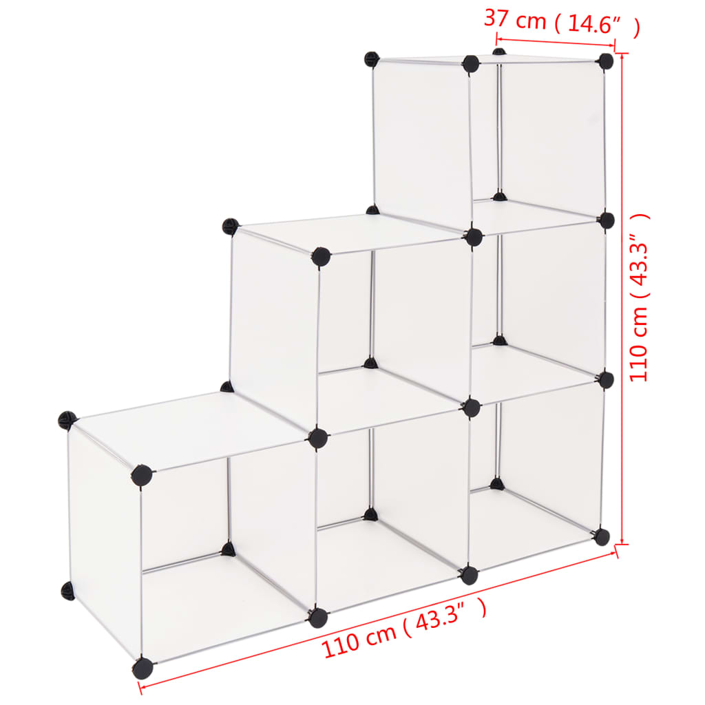 Storage Cube Organiser with 6 Compartments White