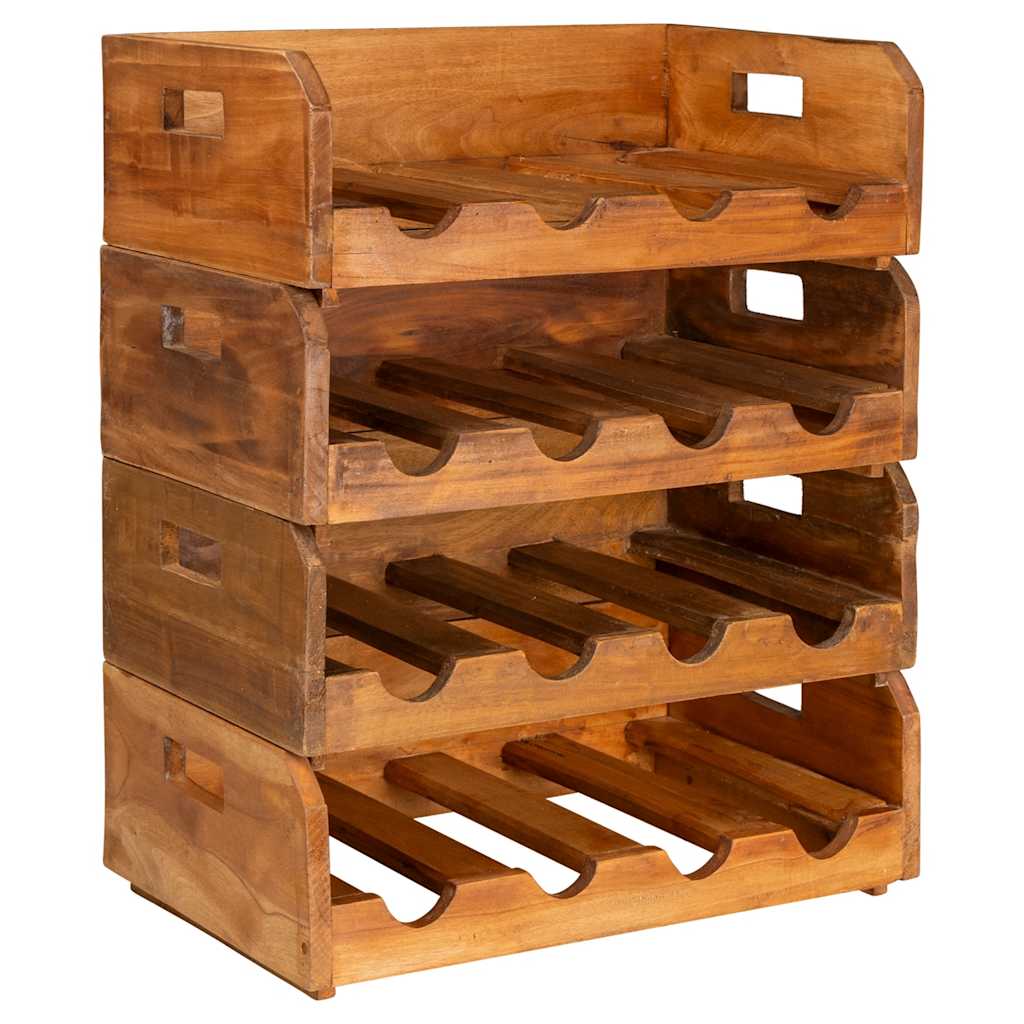 Wine Racks 4 pcs for 16 Bottles Solid Mahogany Wood