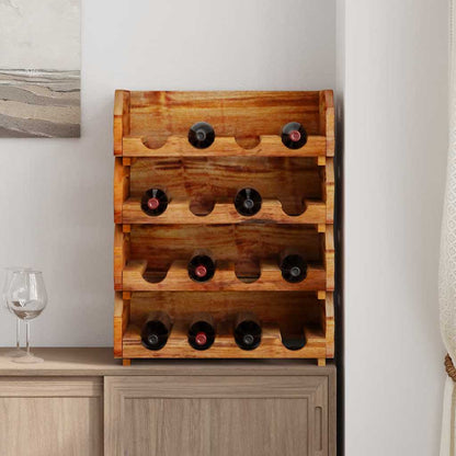 Wine Racks 4 pcs for 16 Bottles Solid Mahogany Wood