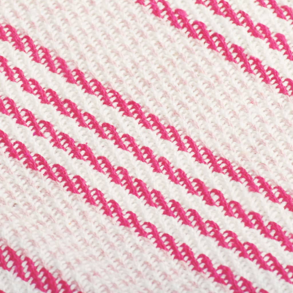 Throw Cotton Stripes 160x210 cm Pink and White