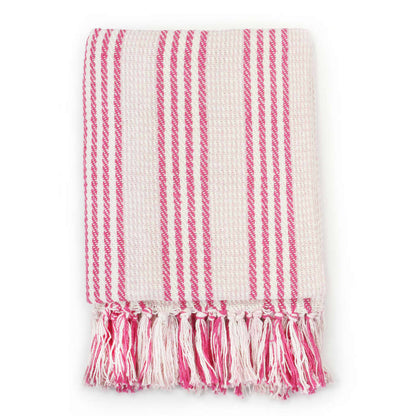 Throw Cotton Stripes 220x250 cm Pink and White