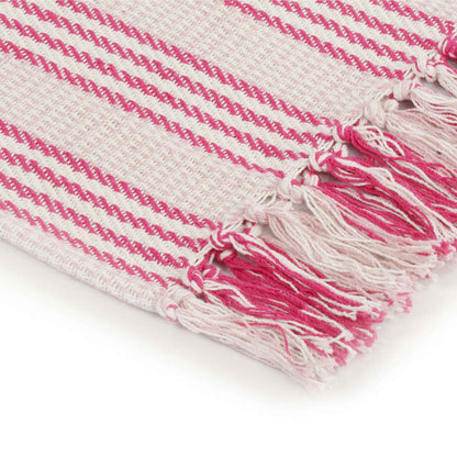 Throw Cotton Stripes 220x250 cm Pink and White