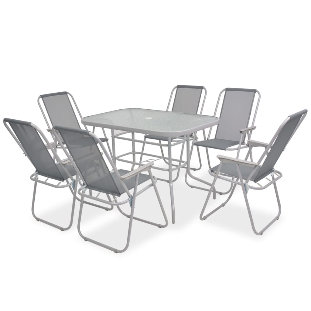 8 Piece Outdoor Dining Set Steel and Textilene Grey