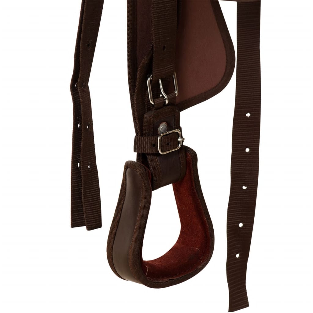 Western Saddle. Headstall&Breast Collar Real Leather 17" Brown