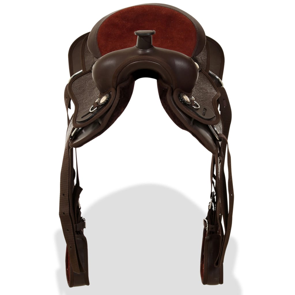 Western Saddle. Headstall&Breast Collar Real Leather 12" Brown