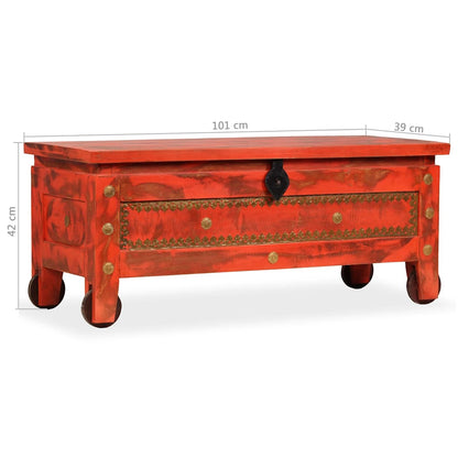 Storage Chest Solid Mango Wood 101x39x42 cm Red