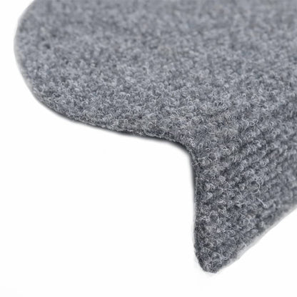 15 Self-adhesive Stair Mats Needle Punch 56x17x3 cm Light Grey