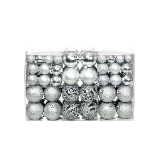 100 Piece Christmas Ball Set 3/4/6 cm Silver