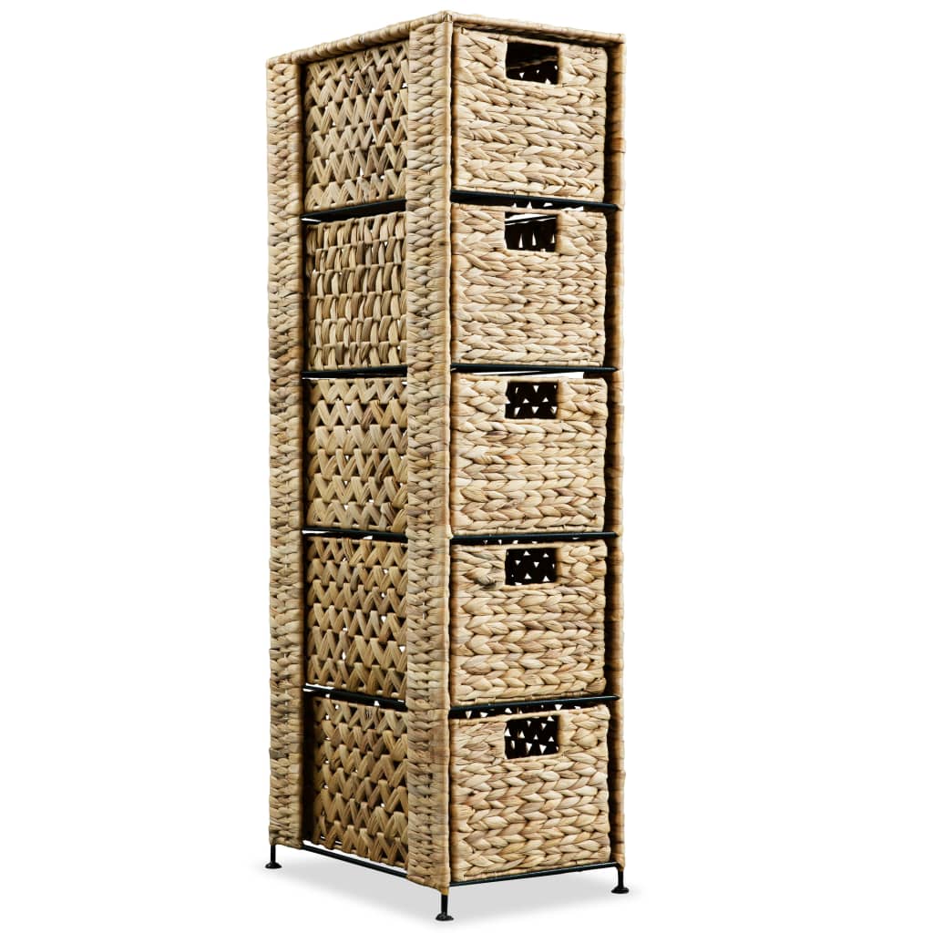 Storage Unit with 5 Baskets 25.5x37x100 cm Water Hyacinth