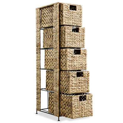 Storage Unit with 5 Baskets 25.5x37x100 cm Water Hyacinth