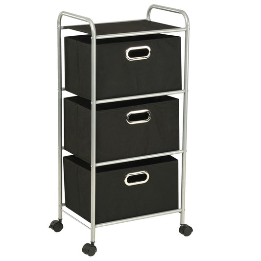 Shelving Unit with 3 Storage Boxes Steel and Non-woven Fabric