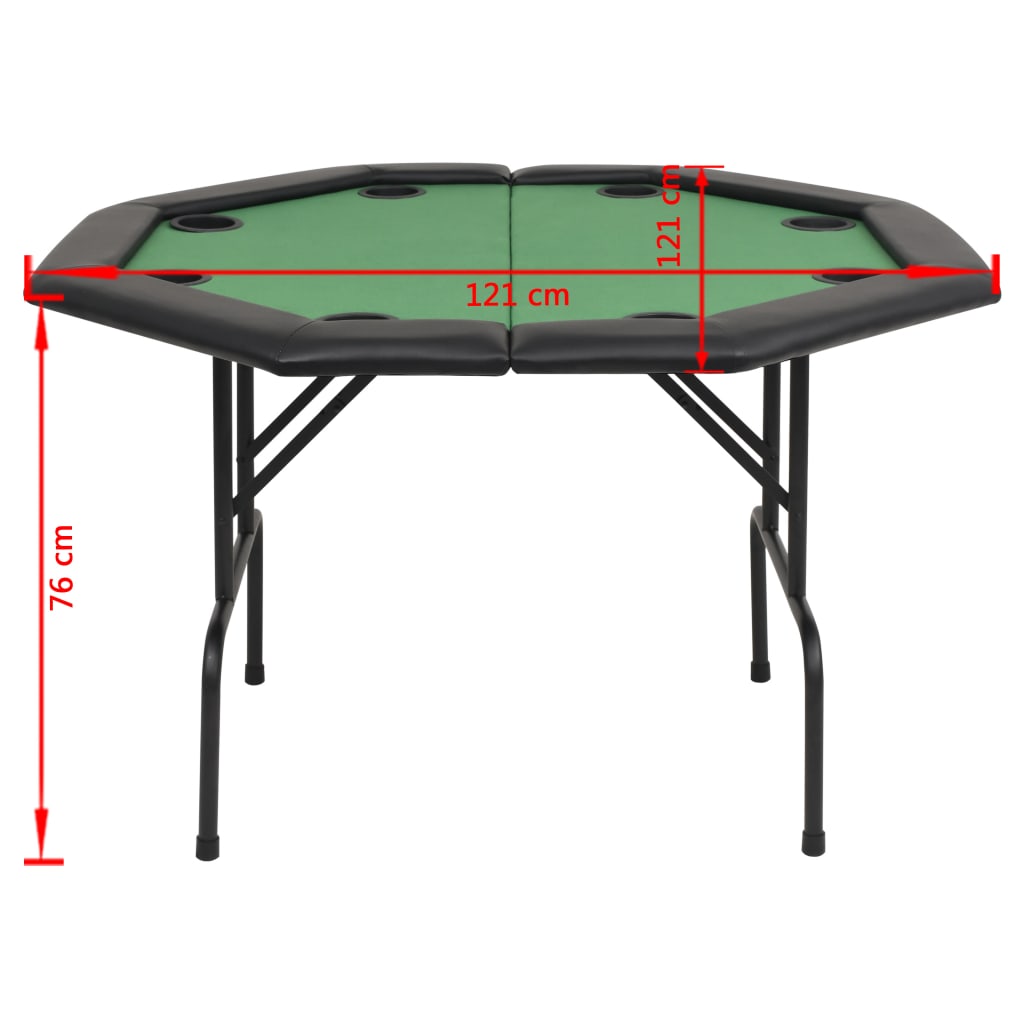 8-Player Folding Poker Table 2 Fold Octagonal Green