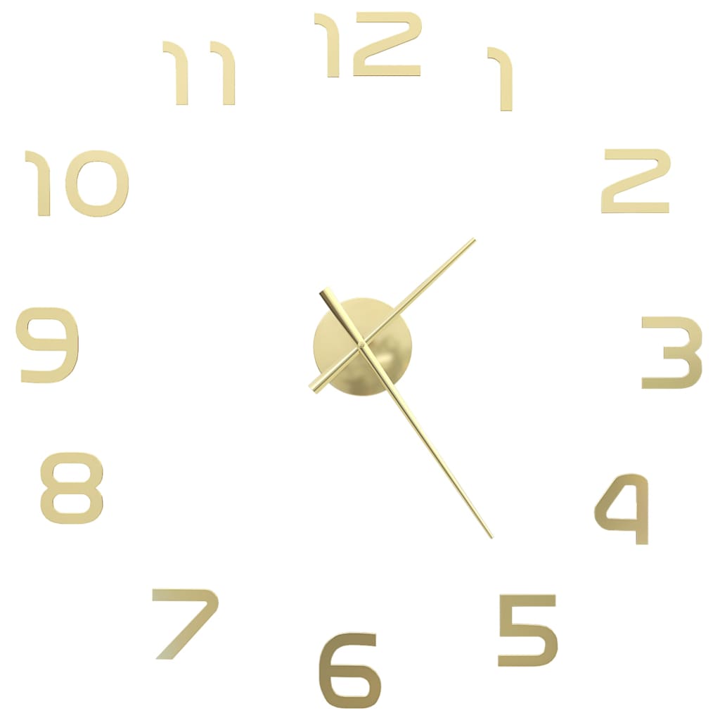 3D Wall Clock Modern Design 100 cm XXL Gold