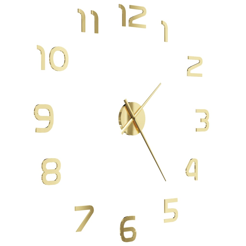 3D Wall Clock Modern Design 100 cm XXL Gold