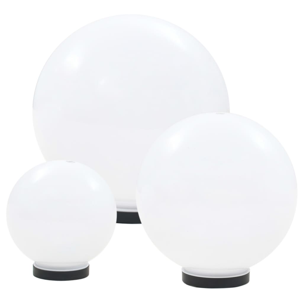 LED Bowl Lamp Set 3 Pieces Spherical 20/30/40 cm PMMA