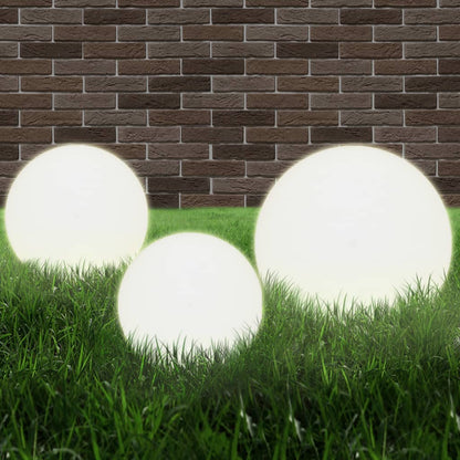 LED Bowl Lamp Set 3 Pieces Spherical 20/30/40 cm PMMA