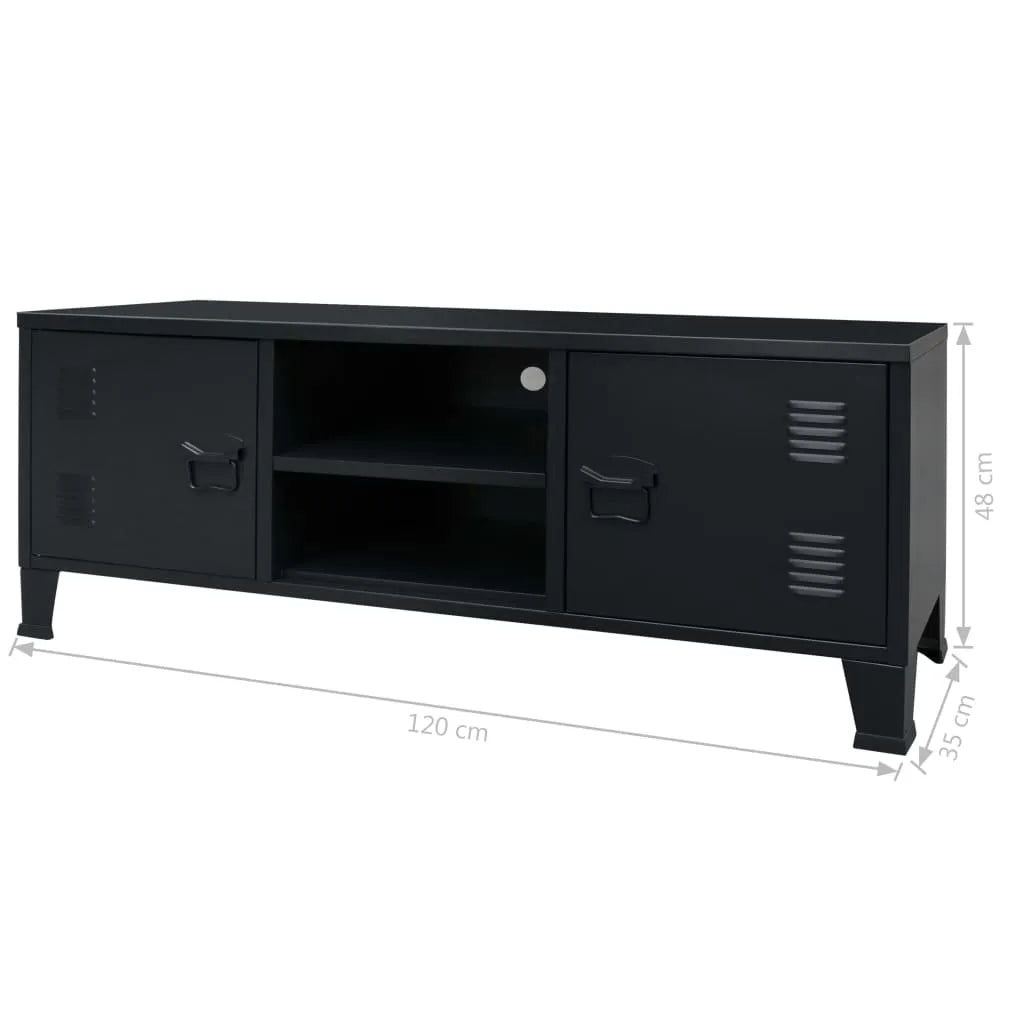 TV Cabinet Metal Industrial Style 120x35x48 cm Black