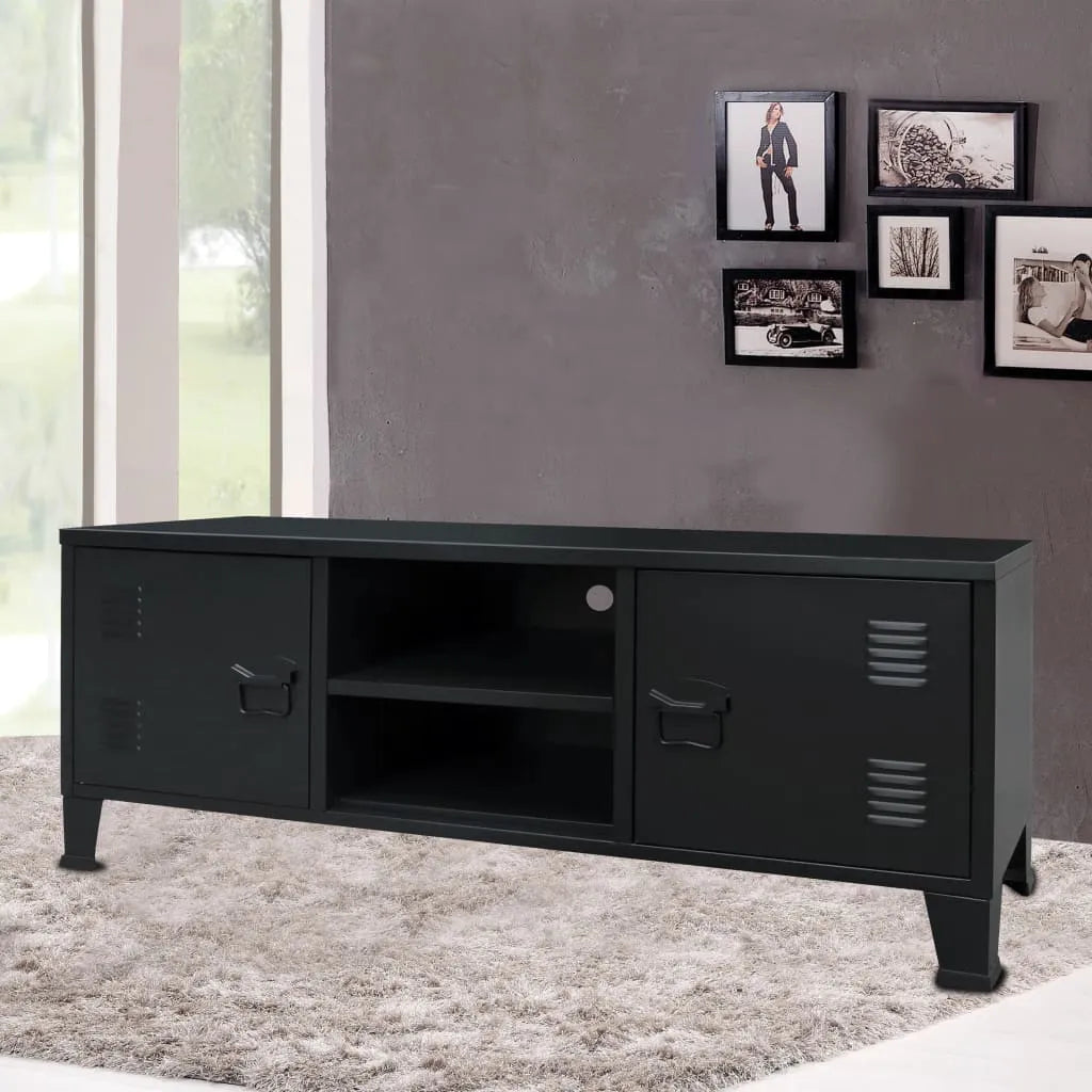 TV Cabinet Metal Industrial Style 120x35x48 cm Black