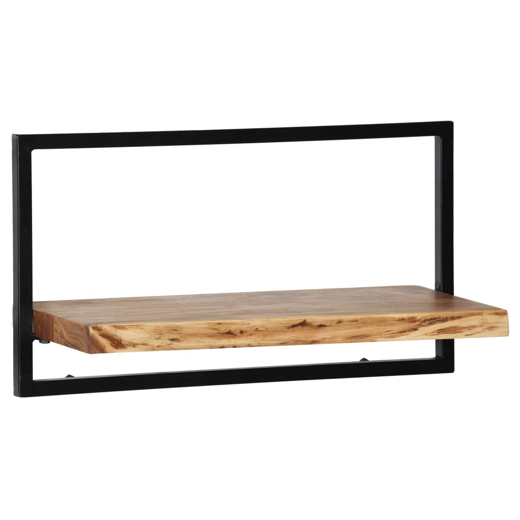 Wall Shelf Set 5 Pieces Solid Acacia Wood and Steel