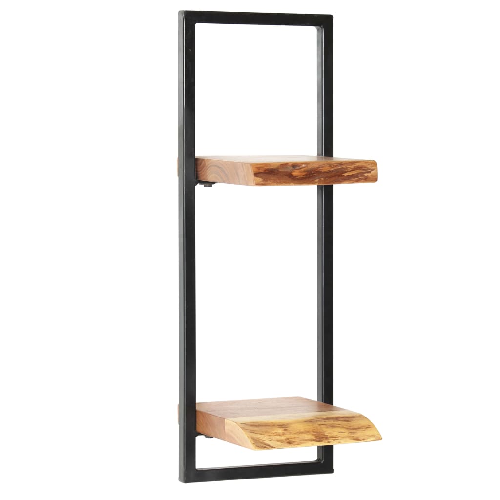 Wall Shelf Set 5 Pieces Solid Acacia Wood and Steel