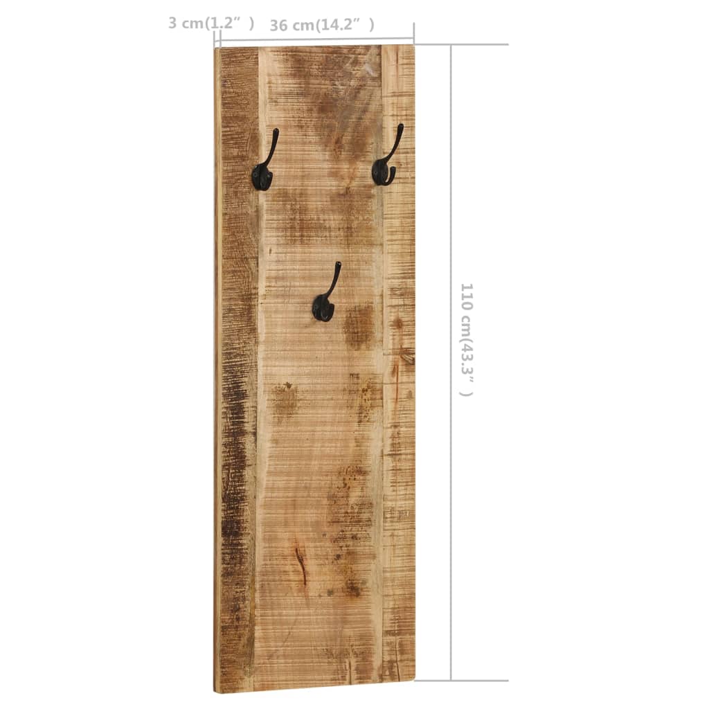 Wall-mounted Coat Racks 2 pcs Solid Mango Wood 36x110x3 cm