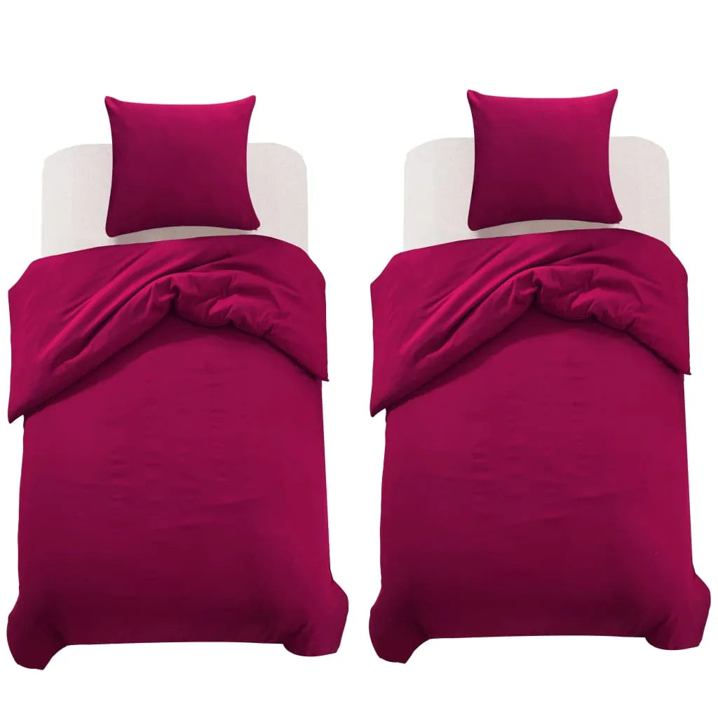 Duvet Cover Set Burgundy 155x220/80x80 cm