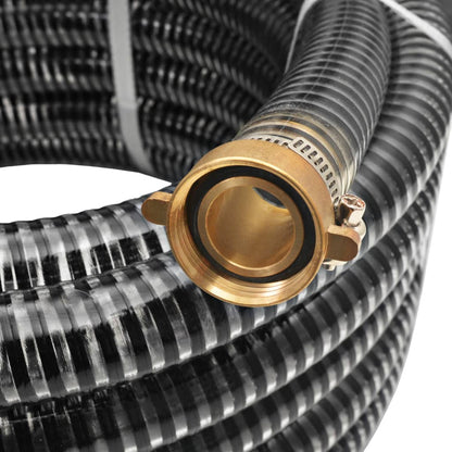 Suction Hose with Brass Connectors 4 m 25 mm Black