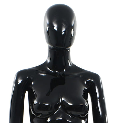 Full Body Female Mannequin with Glass Base Glossy Black 175 cm