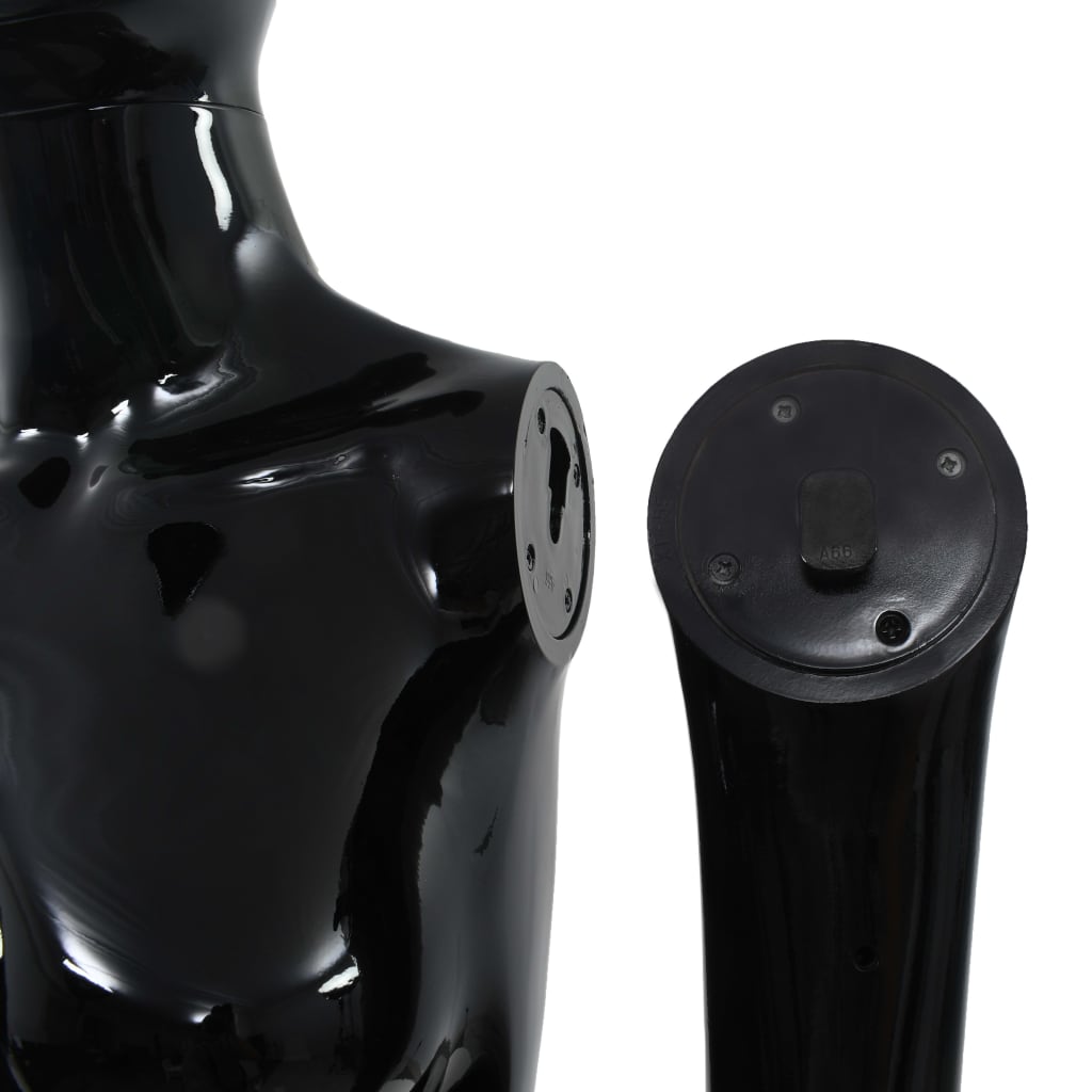 Full Body Female Mannequin with Glass Base Glossy Black 175 cm