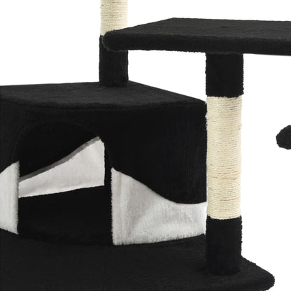 Cat Tree with Sisal Scratching Posts 203 cm Black and White